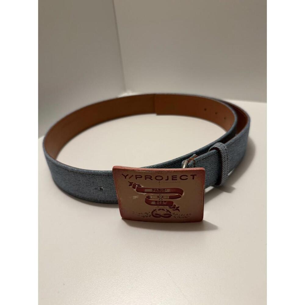 Y Project Denim And Leather Belt Metal Buckle One Size Fits Most Unisex